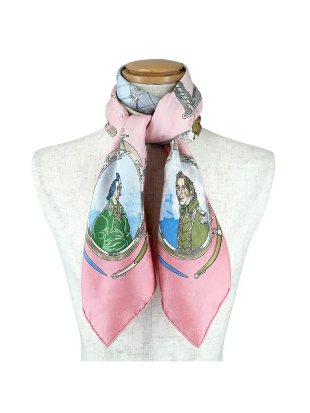 Hermes Carre 90 le Geographe Geographer Silk Pink Scarf